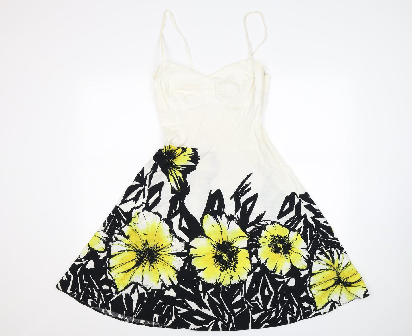 bay Womens White Floral  Fit & Flare  Size 8