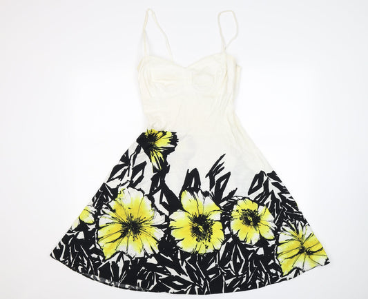 bay Womens White Floral  Fit & Flare  Size 8