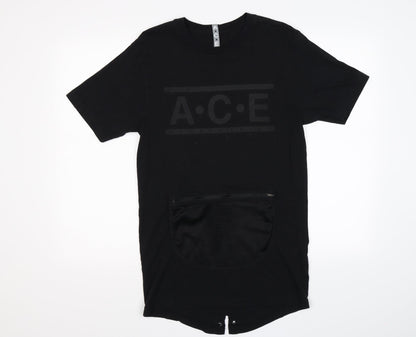 Front view of A.C.E men’s black t-shirt, size M, - all can exist