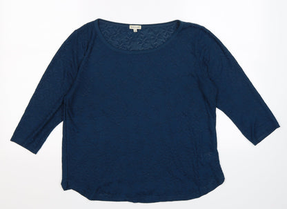 Front view of River Island women’s blue floral knit jumper, size UK 12