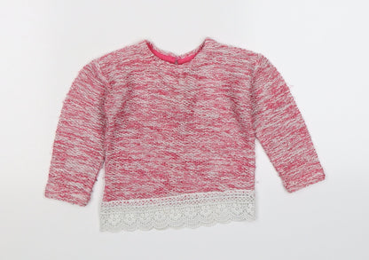 Additional front view of Primark girls’ pink knit jumper, size 3-6, months