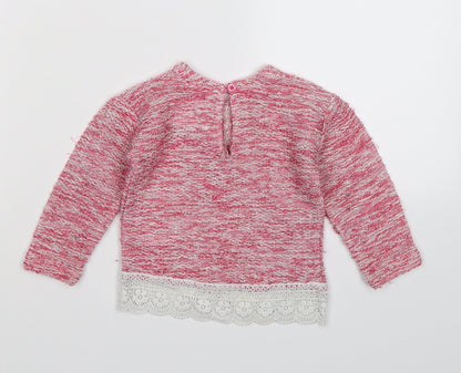 Back view of Primark girls’ pink knit jumper, size 3-6, months