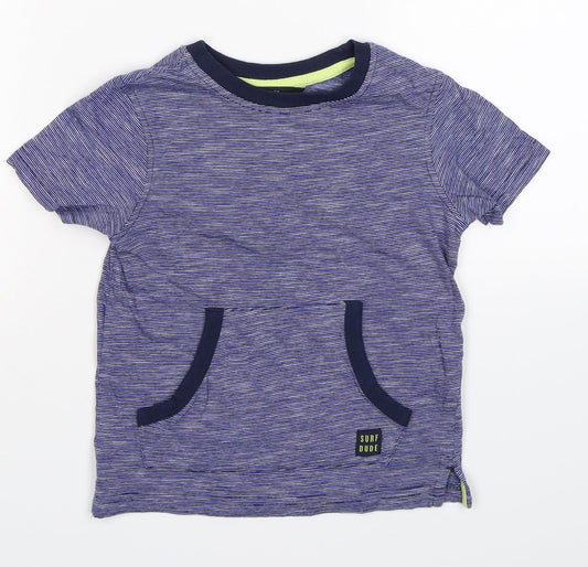 George Boys Blue Striped  Basic T-Shirt Size 3-4 Years  - surf dude