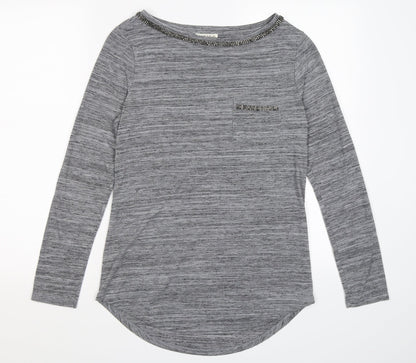 Front view of Indigo women’s grey basic blouse, size UK 12
