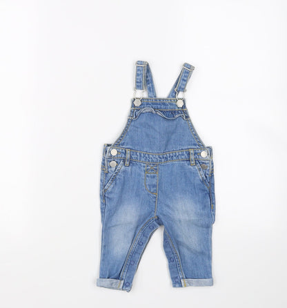 Front view of Next Baby Blue Dungaree One-Piece, size 3-6, Months
