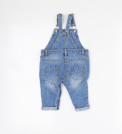 Back view of Next Baby Blue Dungaree One-Piece, size 3-6, Months