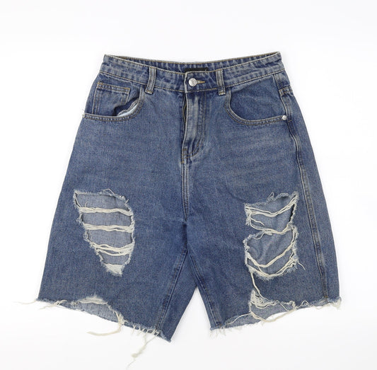 Momokrom Womens Blue  Ramie Cut-Off Shorts Size 8