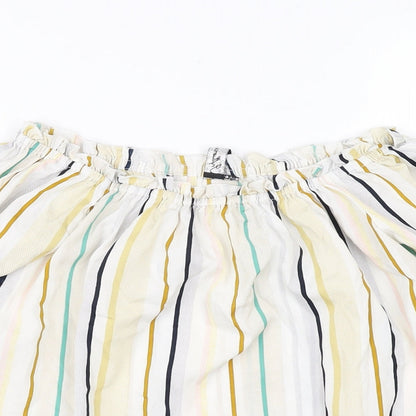 Close-up detail of influence women’s multicoloured striped basic blouse, size UK 6