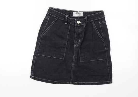Denim & Co. Womens Black   Mini Skirt Size 8