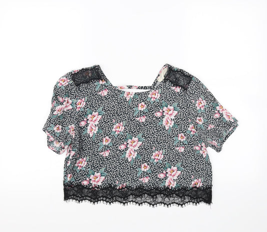 Pins and Needles Womens Multicoloured Floral  Cropped Blouse Size M