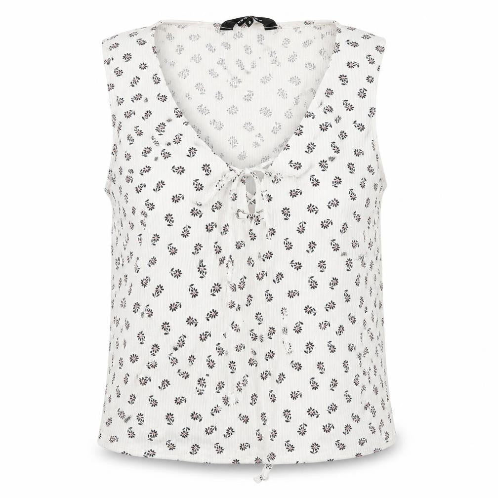 New Look Womens White Floral  Cropped Blouse Size 8