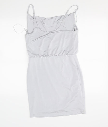 Back view of Miss Selfridge women’s grey mini, size UK 10