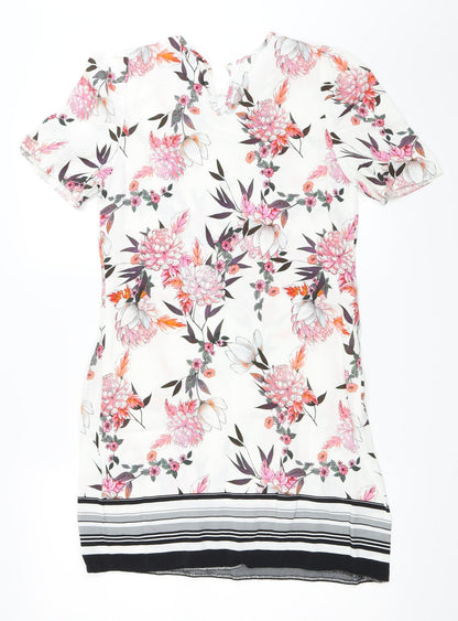Preloved New Look Womens Ivory Floral  Shift  Size 10 - Back