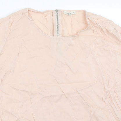 Close-up detail of River Island women’s pink basic blouse, size UK 12