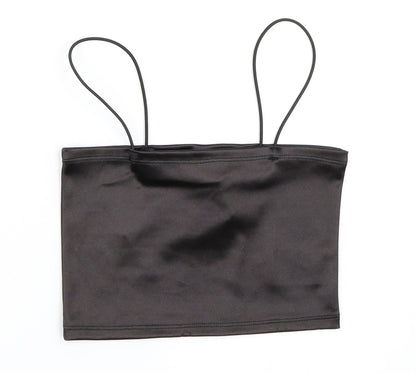 Additional front view of H&M women’s black cropped blouse, size XS