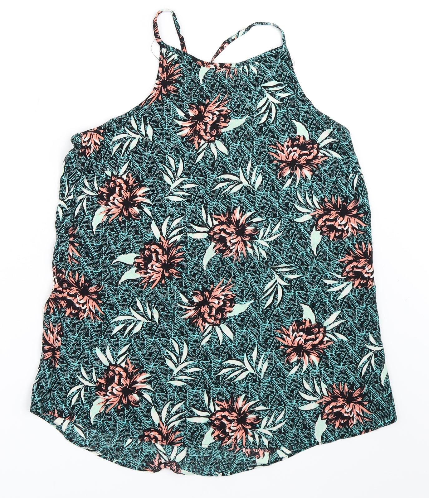 New Look Womens Green Floral  Basic Blouse Size 12
