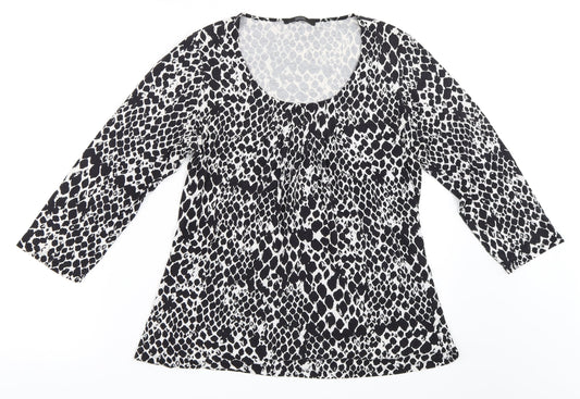 Marks and Spencer Womens Black Animal Print  Basic T-Shirt Size 8