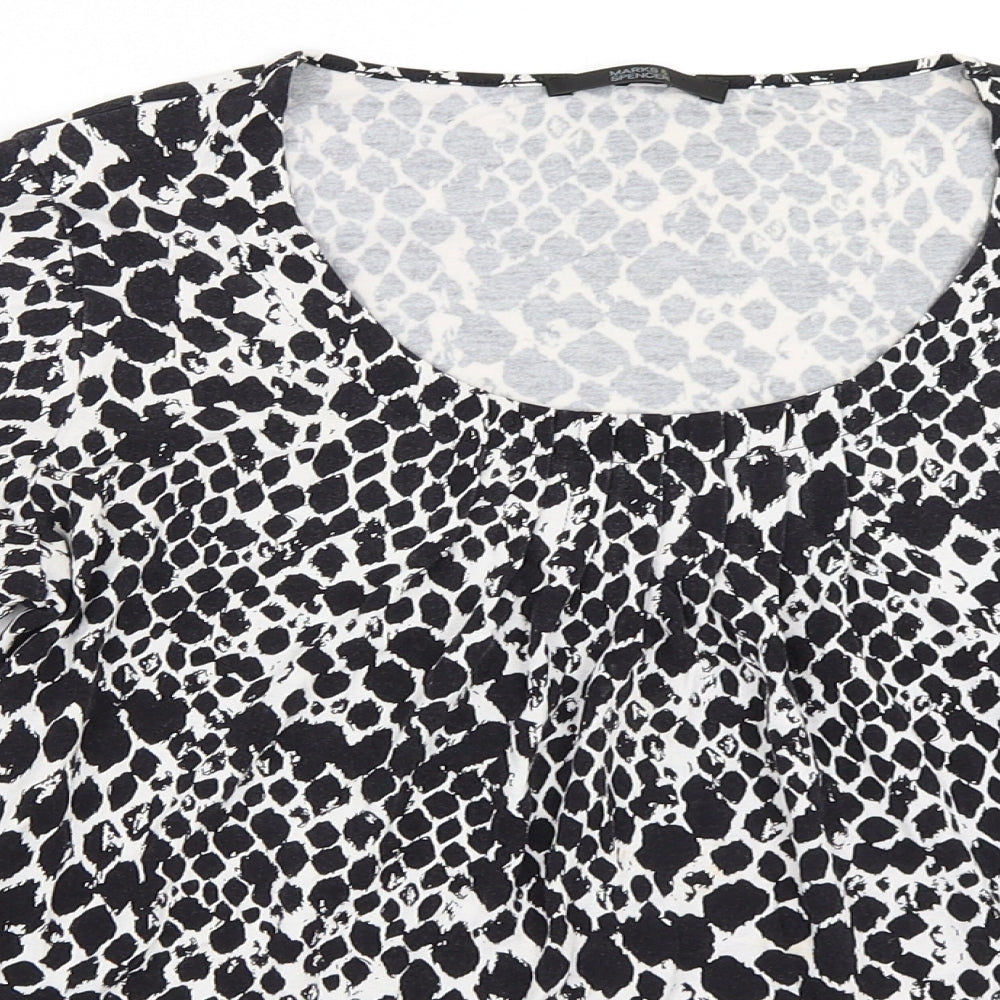 Marks and Spencer Womens Black Animal Print  Basic T-Shirt Size 8