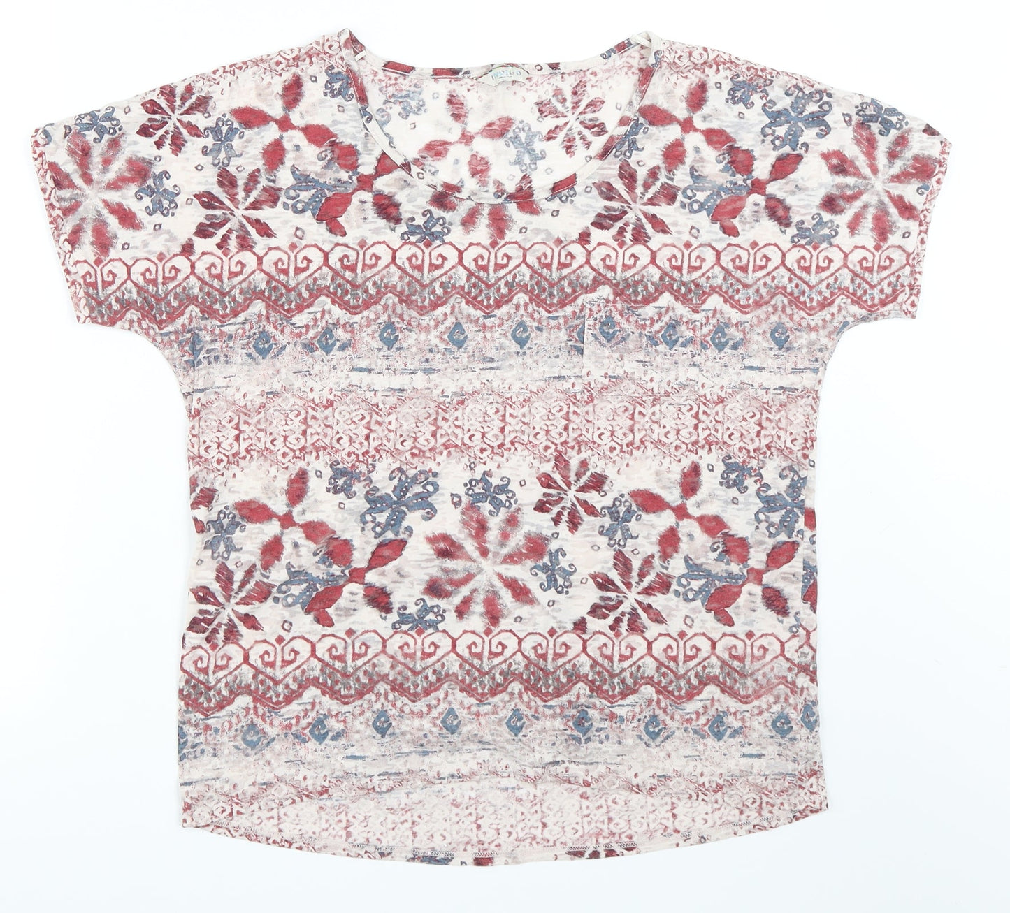 Marks and Spencer Womens Red Geometric  Basic T-Shirt Size 8