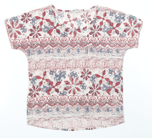 Marks and Spencer Womens Red Geometric  Basic T-Shirt Size 8
