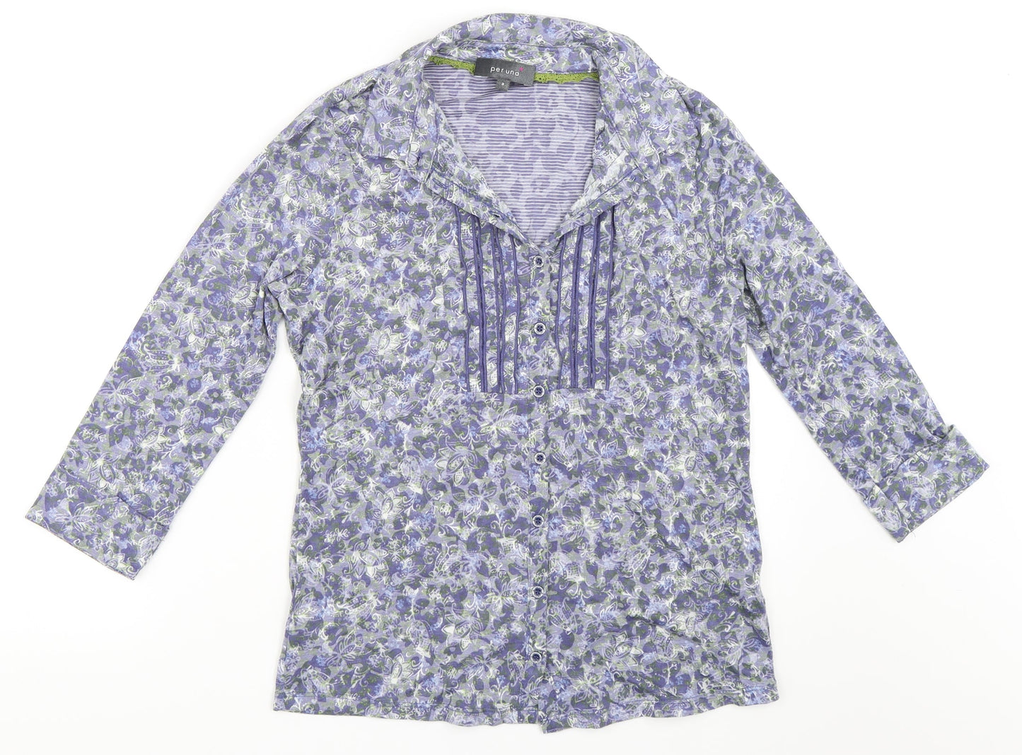 Per Una Womens Blue   Basic Button-Up Size 8