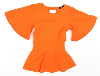 Additional front view of Boohoo women’s orange basic blouse, size UK 6
