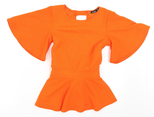 Boohoo Womens Orange   Basic Blouse Size 6