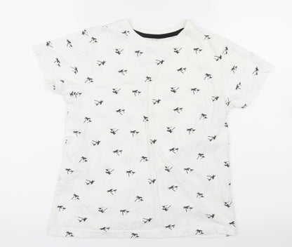 Additional front view of Primark boys’ white geometric basic t-shirt, size 9-10, years - palm trees