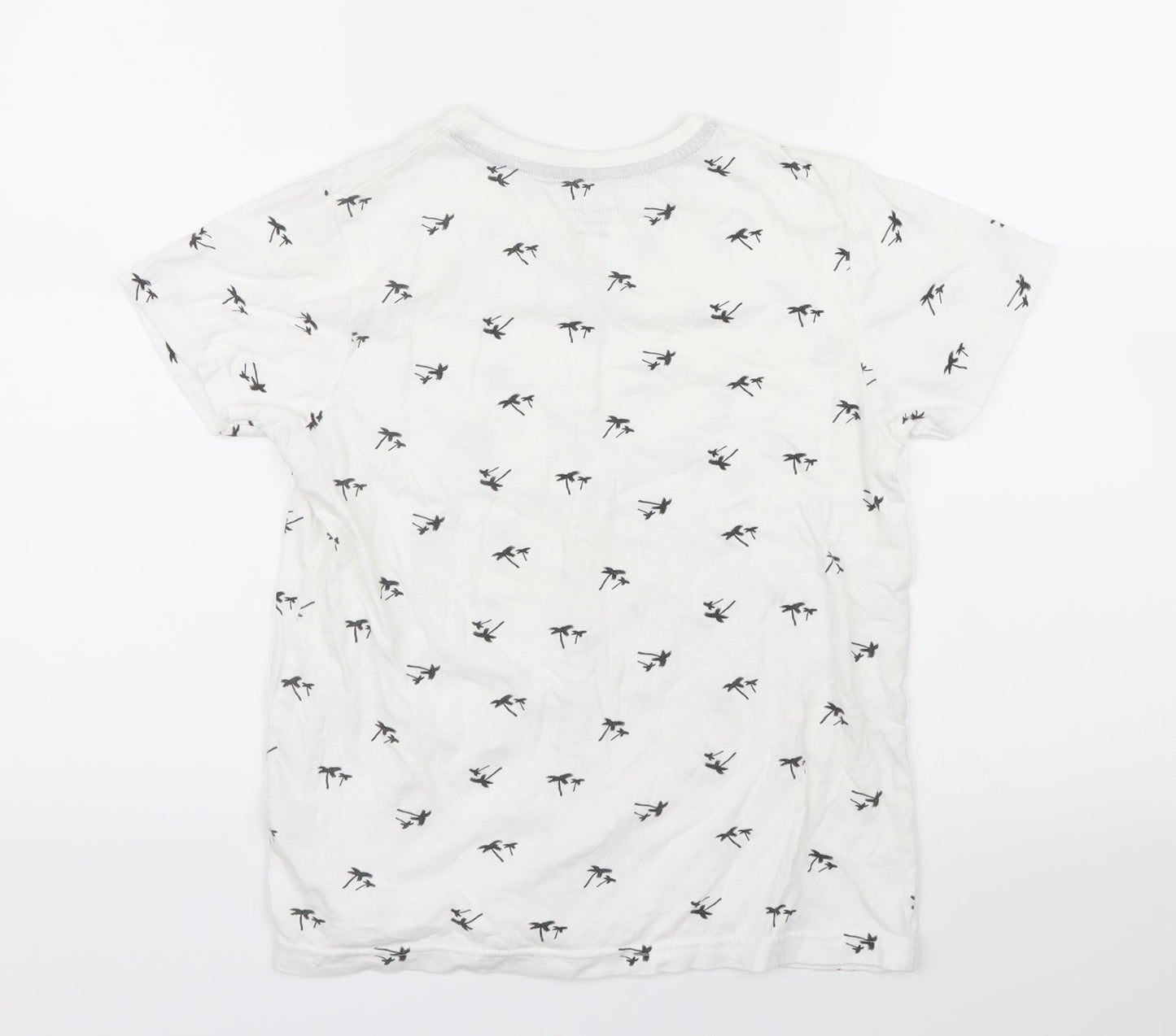 Primark Boys White Geometric  Basic T-Shirt Size 9-10 Years  - Palm Trees