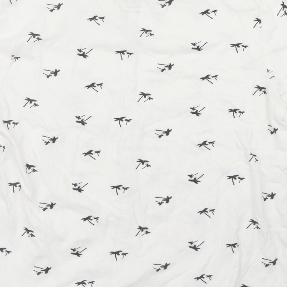 Primark Boys White Geometric  Basic T-Shirt Size 9-10 Years  - Palm Trees