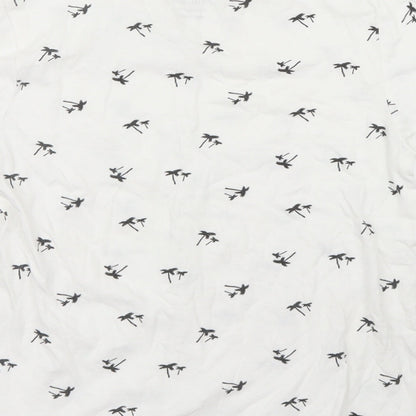 Brand and care label for Primark boys’ white geometric basic t-shirt, size 9-10, years - palm trees