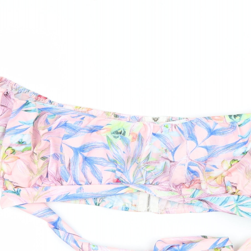 Chic Me Womens Pink Geometric  Cropped Blouse Size M