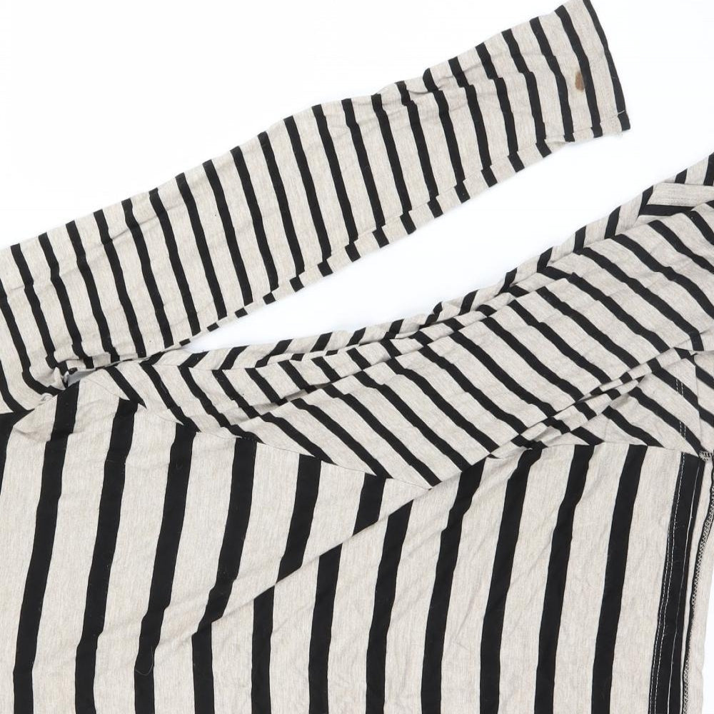 Wallis Womens Brown Striped  Basic T-Shirt Size S