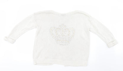 Additional front view of Topshop women’s ivory knit jumper, size UK 10
