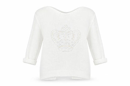 Front view of Topshop women’s ivory knit jumper, size UK 10