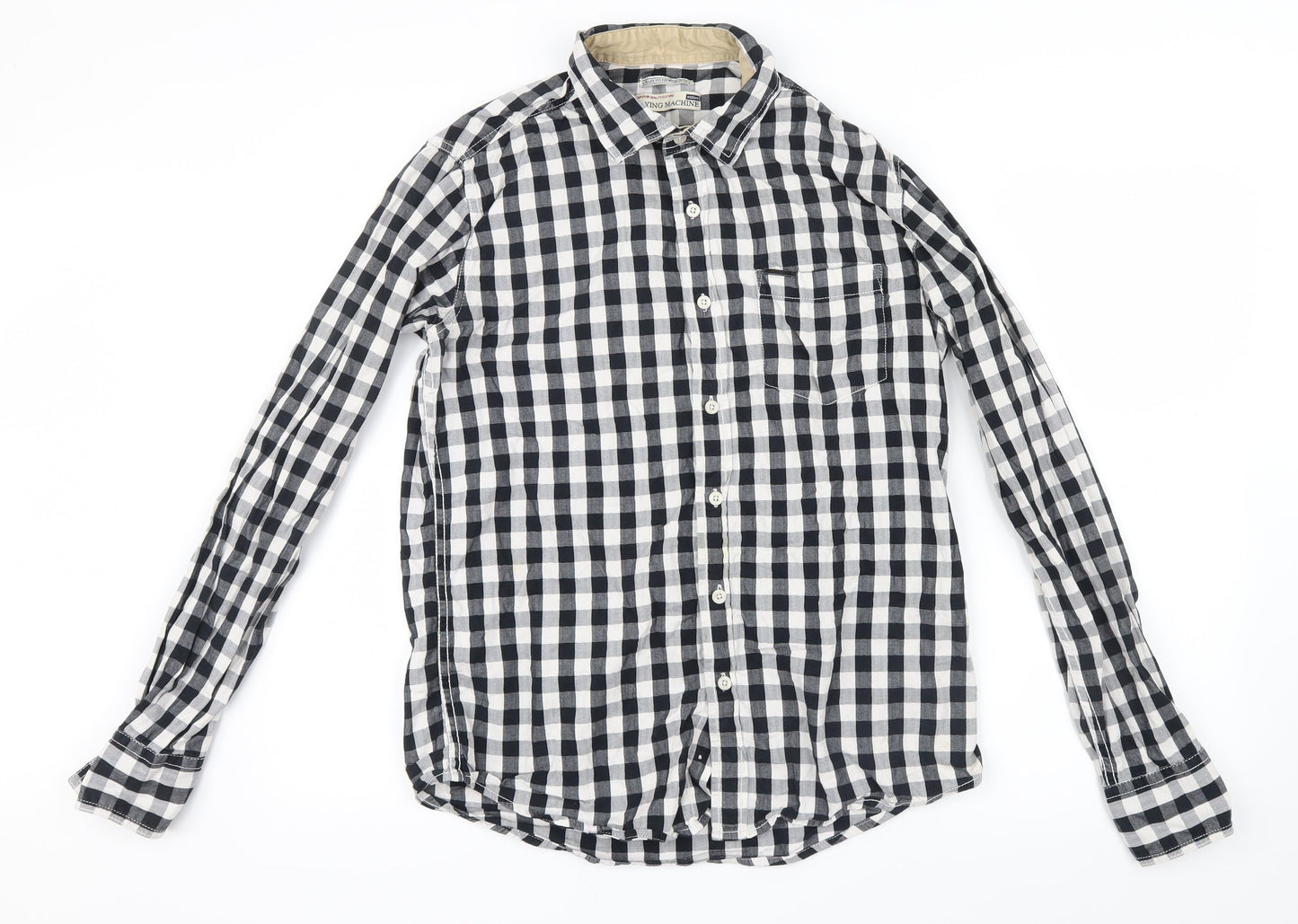 Flying Machine Mens Blue Check   Button-Up Size M