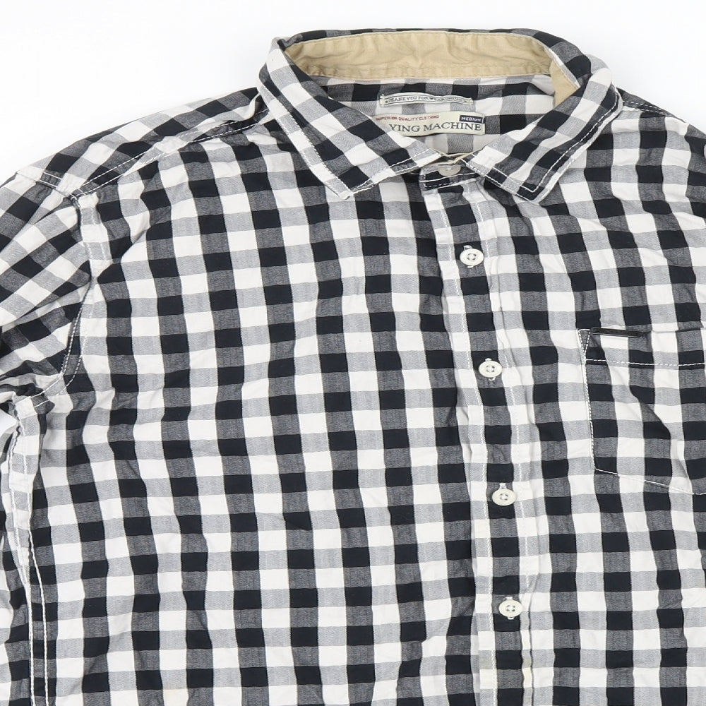 Flying Machine Mens Blue Check   Button-Up Size M