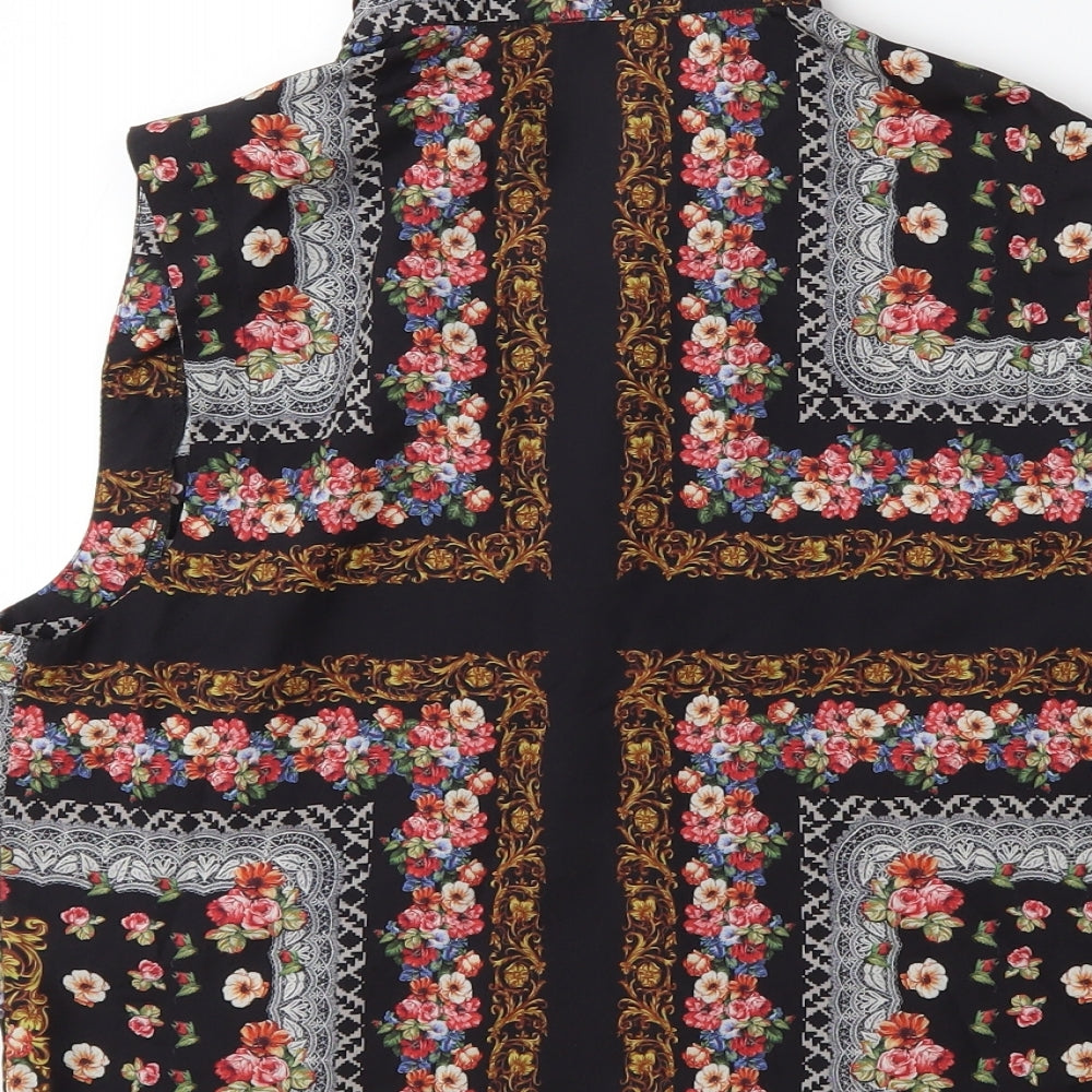 Topshop Womens Black Floral  Basic Blouse Size 8