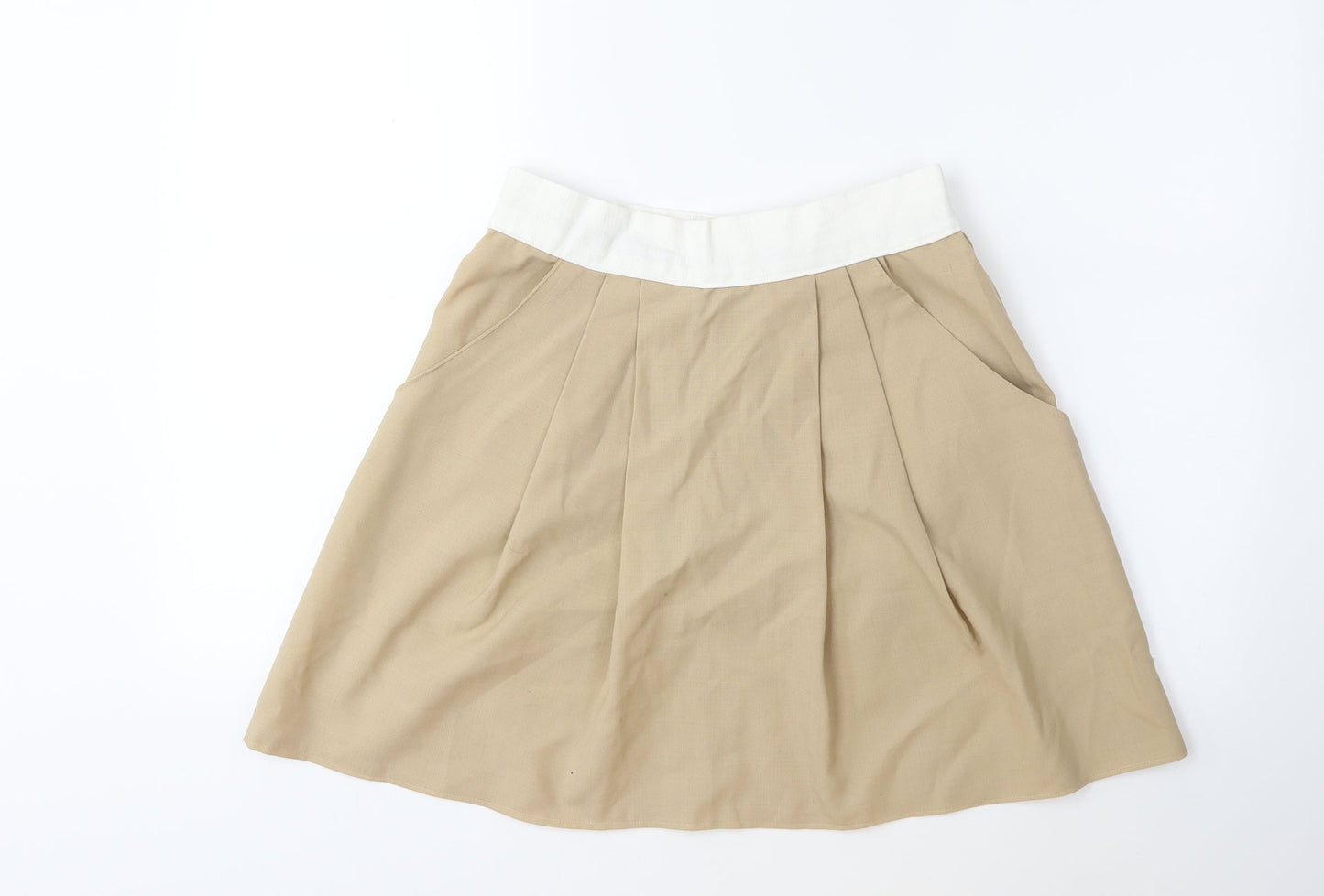 Preworn Womens Beige   Pleated Skirt Size 26 in