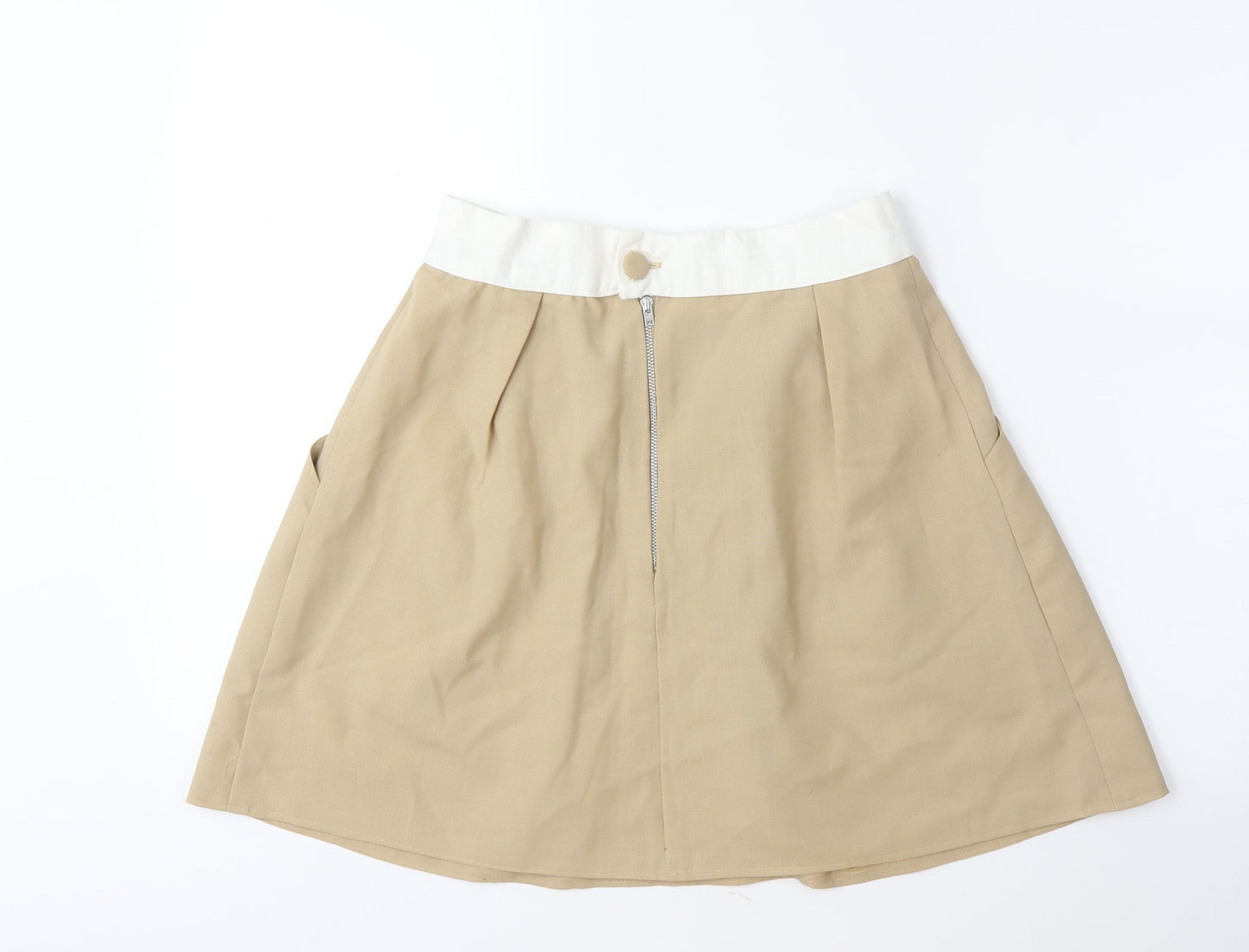Preworn Womens Beige   Pleated Skirt Size 26 in