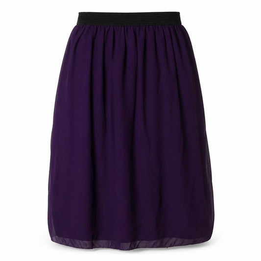 Front view of Soda Mix women’s purple mini skirt, size UK 26, in