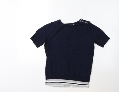 Additional front view of Debenhams women’s blue knit jumper, size UK 12