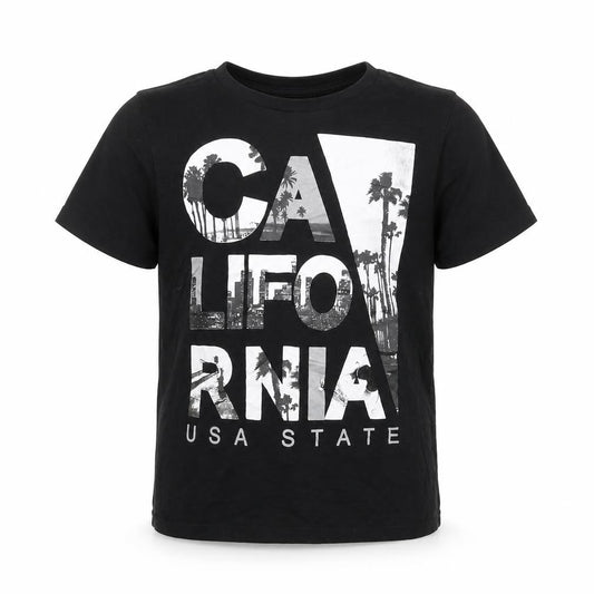 Front view of H&M girls’ black basic t-shirt, size 9-10, years