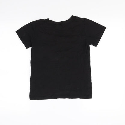 Back view of H&M girls’ black basic t-shirt, size 9-10, years