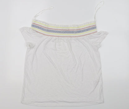 Front view of Papaya women’s white basic blouse, size UK 12