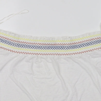 Close-up detail of Papaya women’s white basic blouse, size UK 12