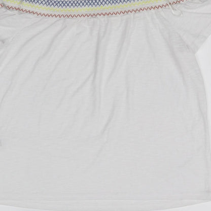 Brand and care label for Papaya women’s white basic blouse, size UK 12