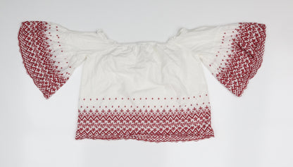 Back view of New Look women’s white basic blouse, size UK 12