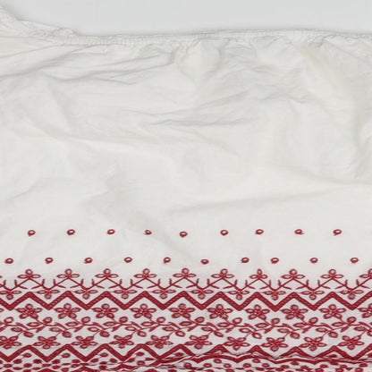 Brand and care label for New Look women’s white basic blouse, size UK 12