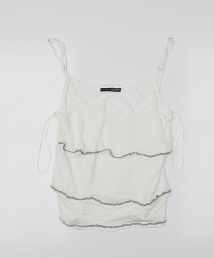 Front view of Atmosphere women’s white basic tank, size UK 10